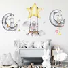 Hase Baby Kinderzimmer Wandaufkleber Cartoon Kaninchen Schaukel auf den Sternen Wandaufkleber für Kinderzimmer PVC abnehmbare Aufkleber PVC DIY 220727