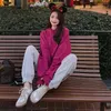 YvlVol Oversize Dragon Fruit Color Hooded Sweater Sweetshirts Dames Hoodies Pollovers 2021 Luie stijl Dent lange mouwen Tops T220726