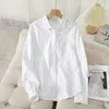 Women's Blouses & Shirts Brand Women's Cotton Oxford Shirt 2022 Autumn Woman Beautiful Casual Tops And Blouse Lady White Blue Striped Cl