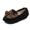 Athlétique En Plein Air D'hiver Mocassins Pour Les Filles En Bas Âge Mignon Grand Arc Chaud Fourrure Appartements Chaussures Enfants Couleur Unie Casual Maison Portant 3t Princesse 2022A