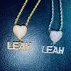 Custom Mini Initial Letter With Heart Clasp Pendant Micro Paved CZ Personalized Name Plate Necklace Hiphop Jewelry