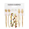 6 paires femmes Vintage balancent perles colorées grand cerceau boucles d'oreilles ensemble créatif Simple ananas clous d'oreilles bijoux