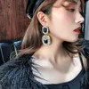 Dangle & Chandelier Black Crystal Drop Earrings For Women Full Rhinestone Geometric Statement Fashion Party Jewelry GiftsDangle