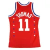 SJZL98 rot # 11 Jesaja Thomas 1983 All Star East Retro Basketball Jersey Männer genäht Benutzerdefinierte Nummernname Trikots