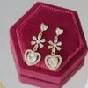 Dangle Earrings & Chandelier Shining Rhinestone Zirconia Heart Women Earring Cute Romantic Flower Zircon Charm Stud Daily Birthday Gift
