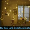 Christmas Fairy Lights Feston LED String Lights Star Guand sur fenêtre Rideau Arbre d'intérieur Décoration Halloween Mariage Lumière 220408