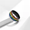 Rostfritt stål Rainbow Flag Gay Titanium Ring Plated 18k Gold Lara Sex färger som LGGBT Gay Men's and Women's Rings