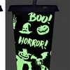 24oz Glow in the Dark Cup Color Changing Magic Coffee Beer Mugs Plast Halloween Tumbler With Lock och halm Återanvändbar kall dryck Cup 6072 Q2