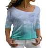 Gymkläder Temperament Slim Women's Clothes Top Långärmad högkvalitativ 3D-tryckblommönster Sublimation Bottom T-shirtgym