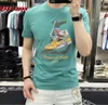 T-shirt masculina de verão, marca de maré, estação europeia, impressão de letras quentes, algodão mercerizado, tendência, camiseta de manga curta