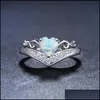 Wedding Rings Jewelry Romantic Lady Opal Ring Creative Heart Shaped Selling Engagement Gift For Women Girls Drop Delivery 2021 5Gcdw