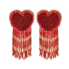 Ciondola Lampadario Aretes Boemia Cuore Lungo Nappa Orecchini Dichiarazione AMORE Perline Ciondolo Donna Regalo Fascino Gioielli OrecchinoDangle Odet22