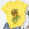 Koszulka damska żółta w size kobiety letnia nadruk dama casualna koszulka tops harajuku streetwear krótkie rękawowe koszulka, drop statek