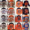 97 Koszulka Connor McDavid 99 Wayne Gretzky 29 Leon Draisaitl 93 Ryan Nugent-Hopkins 91 Evander Kane 36 Jack Campbell Koszulki hokejowe Pomarańczowo-biało-granatowy Królewskie szwy