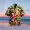 メンズカジュアルシャツハワイアンサンタクロースメンズシャツビーチサマールーズファッションメン用特大のトレンドティー