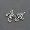 Filigree Flower Cross Religious Charm Antique Silver Spacer Pendants Alloy Handmade Jewelry Findings & Components L425 20.5x27.9mm 20pcs/lot