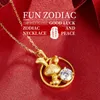 Medaglioni Zodiaco cinese Elegante argento sterling 925 placcato oro 18 carati Collane con segni zodiacaliMedaglioni