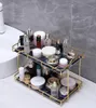 Toilet Bathroom Shelves toilet shelf desktop cosmetics storage rack light luxury gold double-layer iron finishing racks