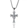 Zirconia Cross Crystal Pendants Silverplate Box Chain Halsband Män Kvinnor Choker Halsband Fashion Wedding Party Jewets Gifts