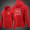 Glock Perfection Shooting Hooded Long Sleeve Men 재킷 드로우 스트링 지퍼 클로저 단색 캐주얼 스웨트 셔츠 의류 220809