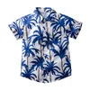 1-6Y Infant Baby Boys Summer Outfit Set Hawaiian Style Short Sleeve Button Down Shirt + Pants Waist Band Suits 220326