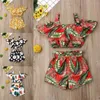Giyim Setleri Toddler Çocuk Bebek Kız Floral Fırfır Sling Crop Teps Şort Kıyafetleri Seti Yaz Tatil Giysileri 1-6 Yıllık