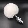 White Rabbit bunny tail sexy products alloy stainless steel Woman anal butt jewelry plug toy For Women And Men