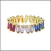 Mode Regenbogen Schmuck Vergoldet Colorf Zirkonia Trendy Gorgous Frauen Set Baguette Cz Ohrring Halskette Ring Drop Lieferung 2021 Brac