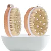 Brosses de bain Peau sèche Corps Brosse à poils naturels doux avec point de massage Brosses de douche en bois pour le bain SPA Brosse pour le corps sans poignée