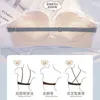 Sexy Non-marking Underwear Female Small Breasts Gathered Up Adjustable Bra Comfortable Girl Beautiful Back Strapless Set L220727