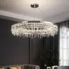 New Chrome Chandelier Lamp for Living Room Crystal Hanging Light Fixture Bedroom Round Dining LED Lamp Post Modern Indoor Lighting