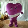 Natal roxo coração mascote fantasia