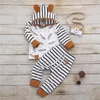 Winter herfst baby geboren babyjongen meisje kleren veer rompers tops gestreepte broek kleding outfits set uit voortertement enfant fill lj201223