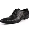 Woven Leather Men Fashion Office Business Dress Shoes Italian Oxfords Derby Shoes Pointed Toe Wedding Party Formal