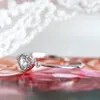 Bague en forme de coeur en forme de coeur avec breloque en argent 925 pour cadeau de fête de bijoux de fiançailles à la mode pour femmes