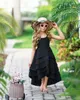 Zwart Backless Boho Beach Flower Girl -jurken voor bruiloft gelaagde Boheemse peuter Pageant -jurken Hoge lage kinderen Jurk verjaardagscadeau