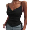 Women Tank Top V Neck Camisole Cami Drawstring Strap Löst ärmlösa blusar Skjorta Summer Crop 220514