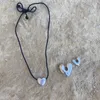 Modische stereoskopische Halskette aus 925er Sterlingsilber, Liebesdesign, schwarzes Seil, verstellbare geflochtene Seilkette, süßer Schmuck