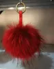 Keychains Fluffy Real Fur Ball Keychain Puff Craft DIY Pompom Black Pom Keyring Uk Charm Women Bag Accessories Gift249c