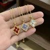 Luxus 18K Gold Klee Designer Anhänger Halsketten für Frauen Kreuz Kette Choker Italien Berühmte Marke Retro Vintage Palace Halskette Pa217y