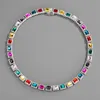 Блинг красочный хрустальный бриллиант -каменный теннисный ожерелье для мужчин Женские медные хип -хмельные украшения