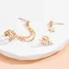 Clip-on & Screw Back 3pcs/set Gold Color Link Chain Tassel Clip On Earrings Female Geometric Star Piercing Earcuff Jewelry For WomenClip-on