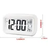 Plastic Mute Alarm Clock LCD Smart Clock Temperature Cute Photosensitive Bedside Digital Alarm Clock Snooze Nightlight Calendar sxaug06