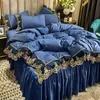 Ensembles de literie blanche Cover Lace Edge Queen Bed Couetters