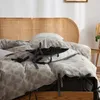 침구 세트 순수면 소프트 이불 베개 베개 가짜 일본 단순성 이불 커버 4 피스 더블 레이어 침대 시트 퀼트 세트 베딩
