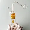 Narghilè Bong in vetro Bubbler Ash Catcher bong Small Rigs Smoking dab rig Mini percolatore da 5 pollici Bong Tubi per acqua in vetro con vaso per olio maschio da 10 mm e tubo flessibile Giallo Blu