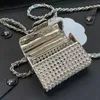 7A Top Senhoras Corrente de Jóias Pequeno Designer Marca Mini Decoração de Metal Batom Conjunto de Diamantes Messenger Crossbody Bag Clássico Moda Retro Caixa de Presente