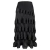 Kjolar miyake veckade casual kvinnas kjol 2022 sommar hög midja koreansk lös tunt temperament mitten av kalv svart för kvinnor