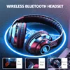 Kulaklıklar Kulaklıklar Kablosuz Kulaklık Fone Bluetooth Kulaklık Gamer HIFI Stereo LED Glow Metal Katlanır Müzik Audifonos Mic ile PC TV için