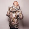 남성 자켓 패션 망 따뜻한 표범 두꺼운 후드 코트 자켓 가짜 모피 outwear 오버코트